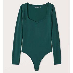 [LIKE NEW] Abercrombie Long-Sleeve Seamless Fabric Bodysuit (Green)